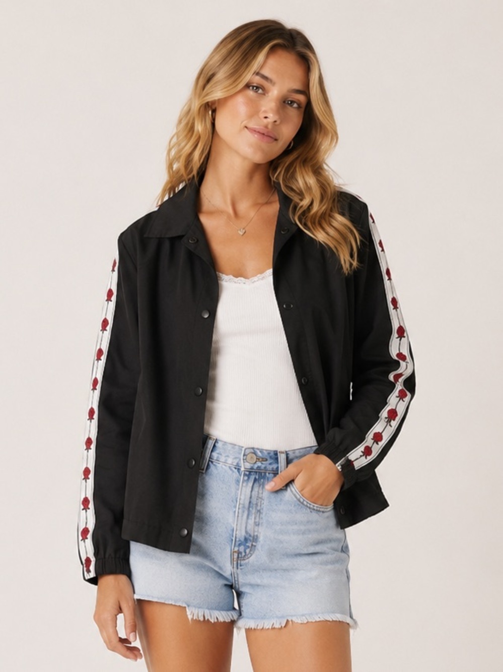 Empyre Leona Black Jacket with Rose Sleeve Size M